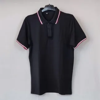 Áo thun cổ trụ bẻ Polo Đen -Bo sọc | CS Poly - Cái