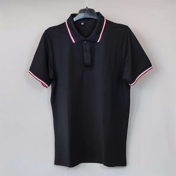 Áo thun cổ trụ bẻ Polo Đen -Bo sọc | CS Poly - Cái
